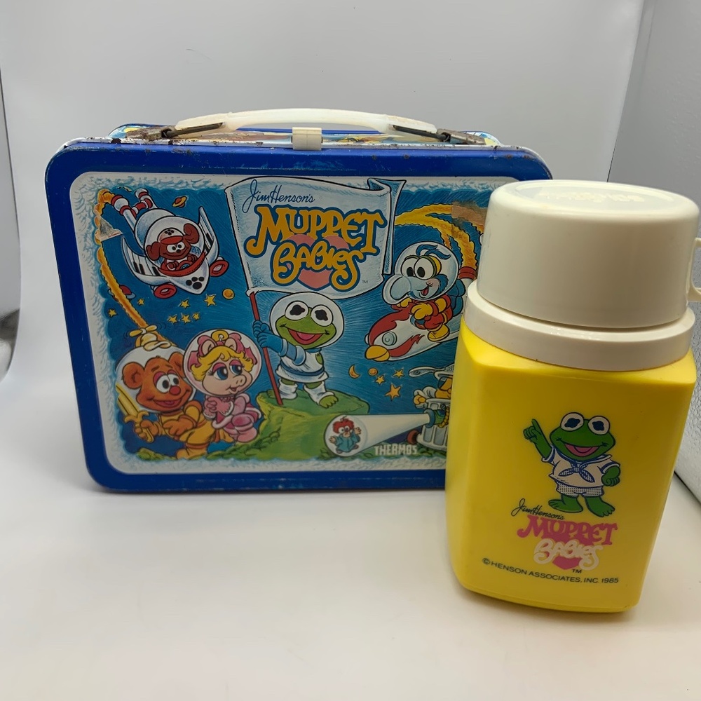 Vintage Jim Henson's Muppet Babies Retro Metal Lunch Box with Thermos 1985